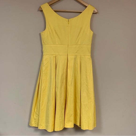 🆕 CALVIN KLEIN Yellow Sundress 8 Fit & Flare Sleeveless Pleated Summer Spring - Picture 5 of 8